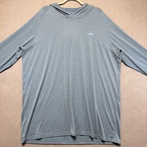 AFTCO Mens Blue Heather Performance Fishing Hoodie XXXL 3XL Sun Shirt Logo